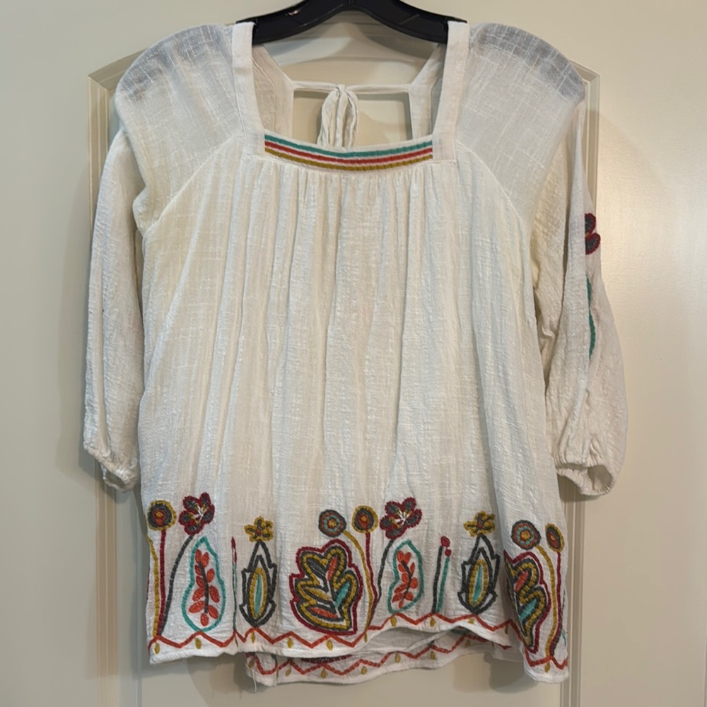 Embellished Cream Blouse with Relaxed Fit
